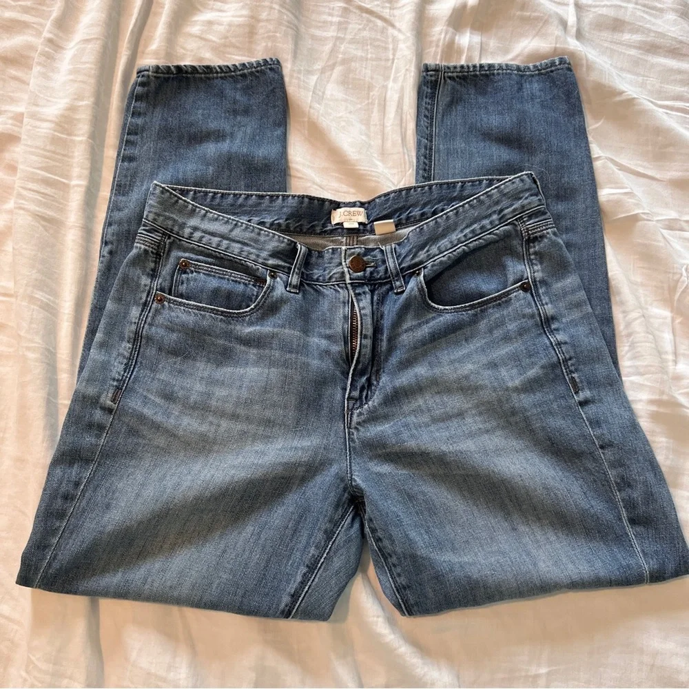 J.Crew Jeans Size 28 Distressed Cropped Straight Blue Cotton
